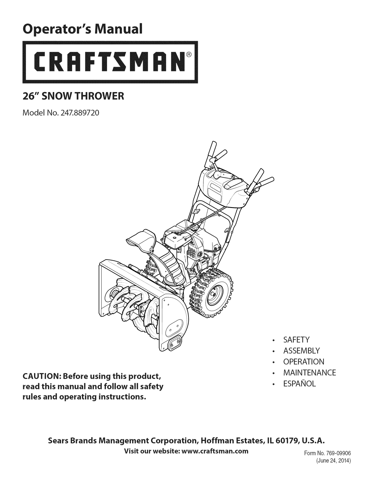 Craftsman 247889720 Owner’s Manual