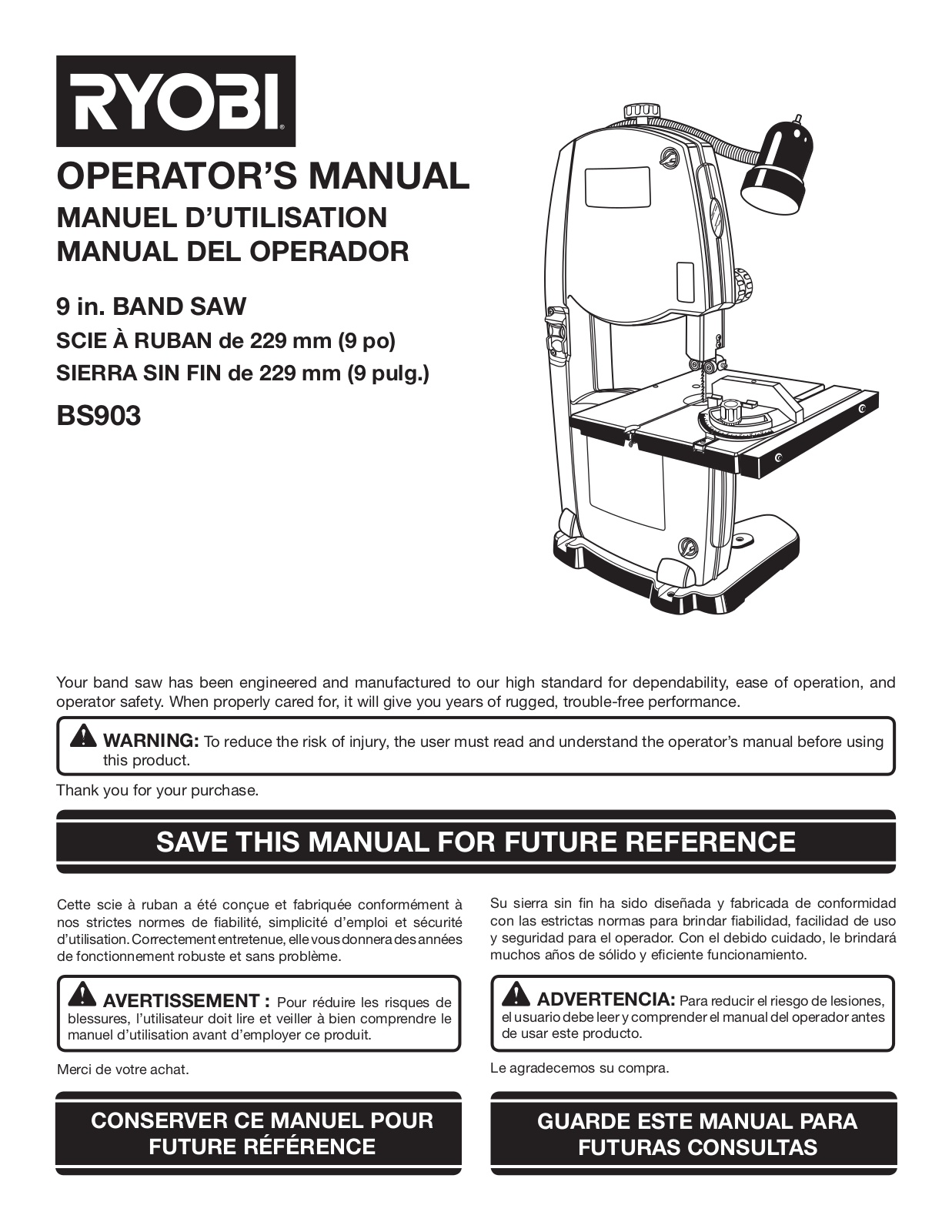 Ryobi BS903 User Manual