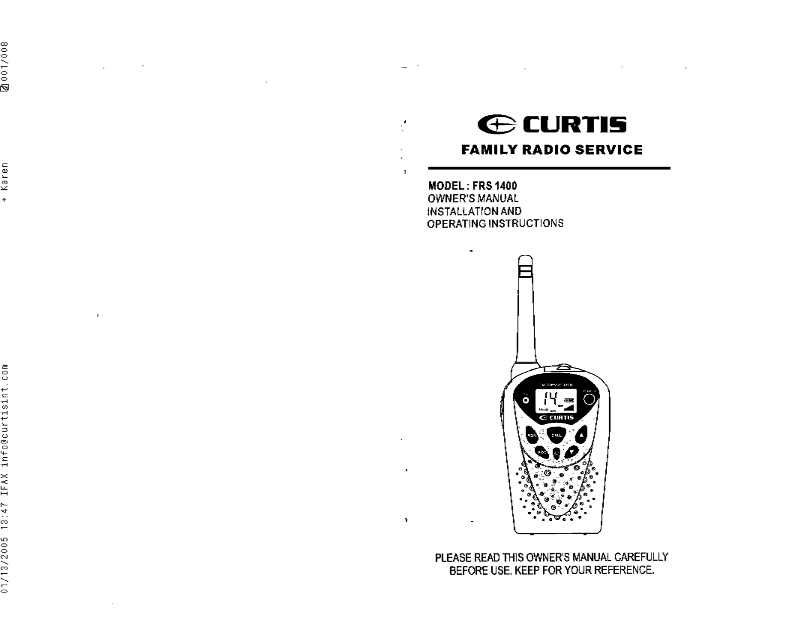 CURTIS FRS1400 User Manual