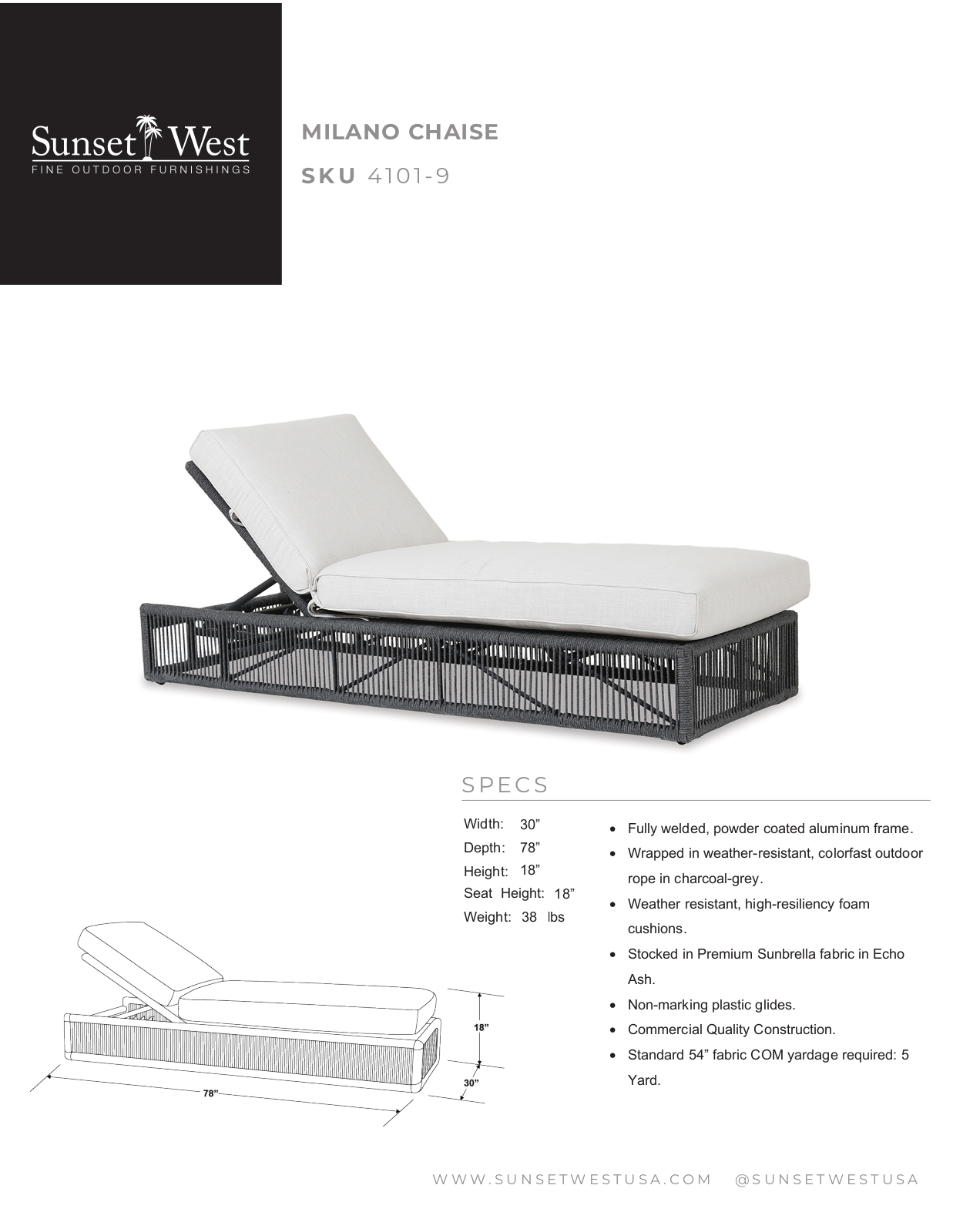 Sunset West XSW1688 Specifications - ManualMachine.com