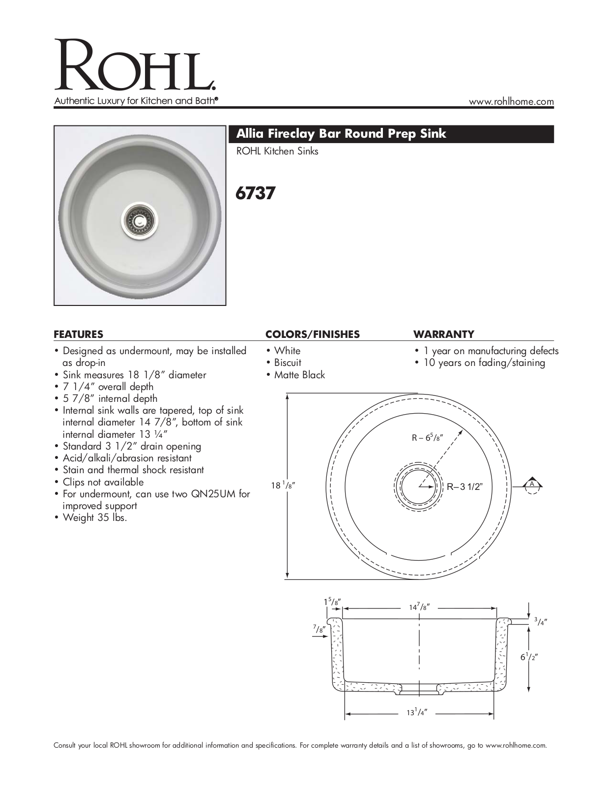 Rohl 673763 Specifications - ManualMachine.com