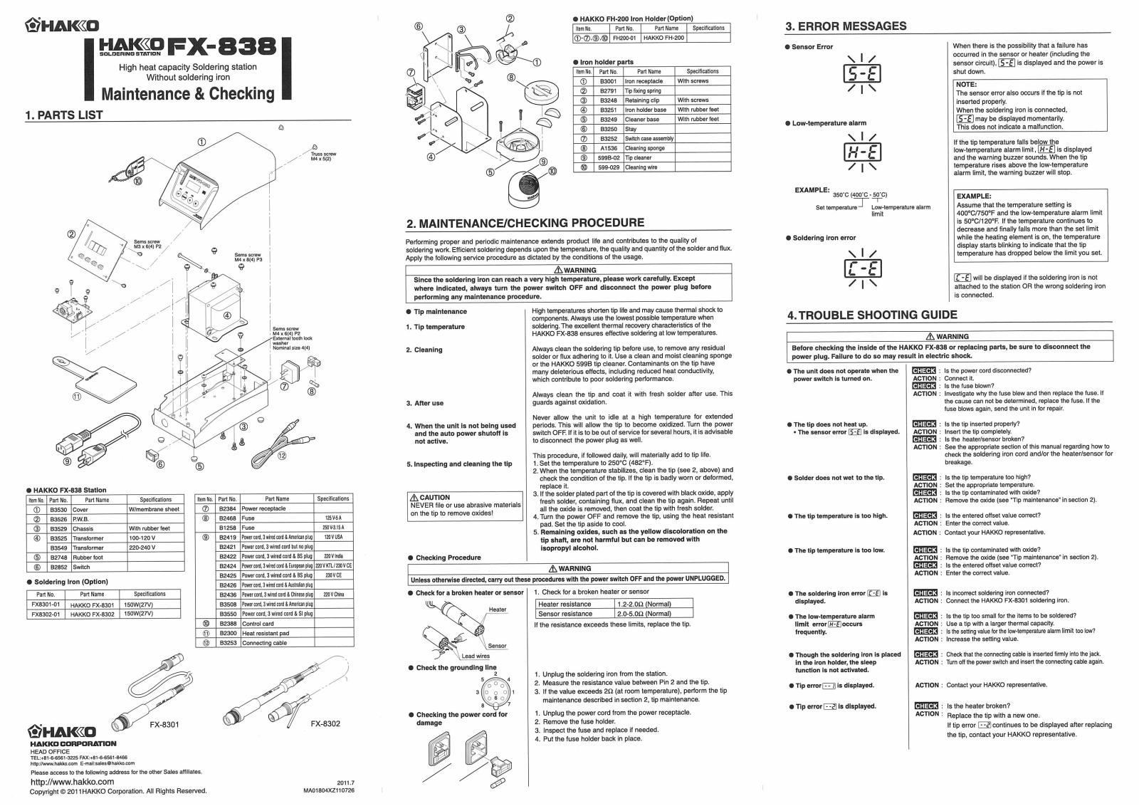 Hakko FX-838 User Manual