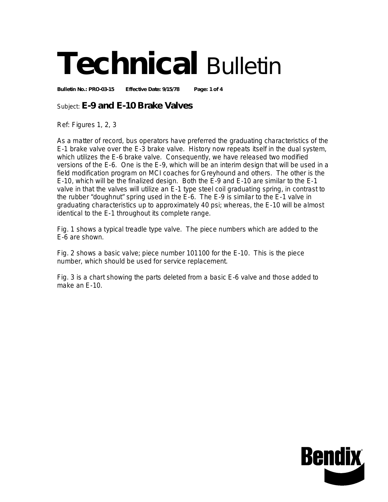 BENDIX TCH-003-015 User Manual