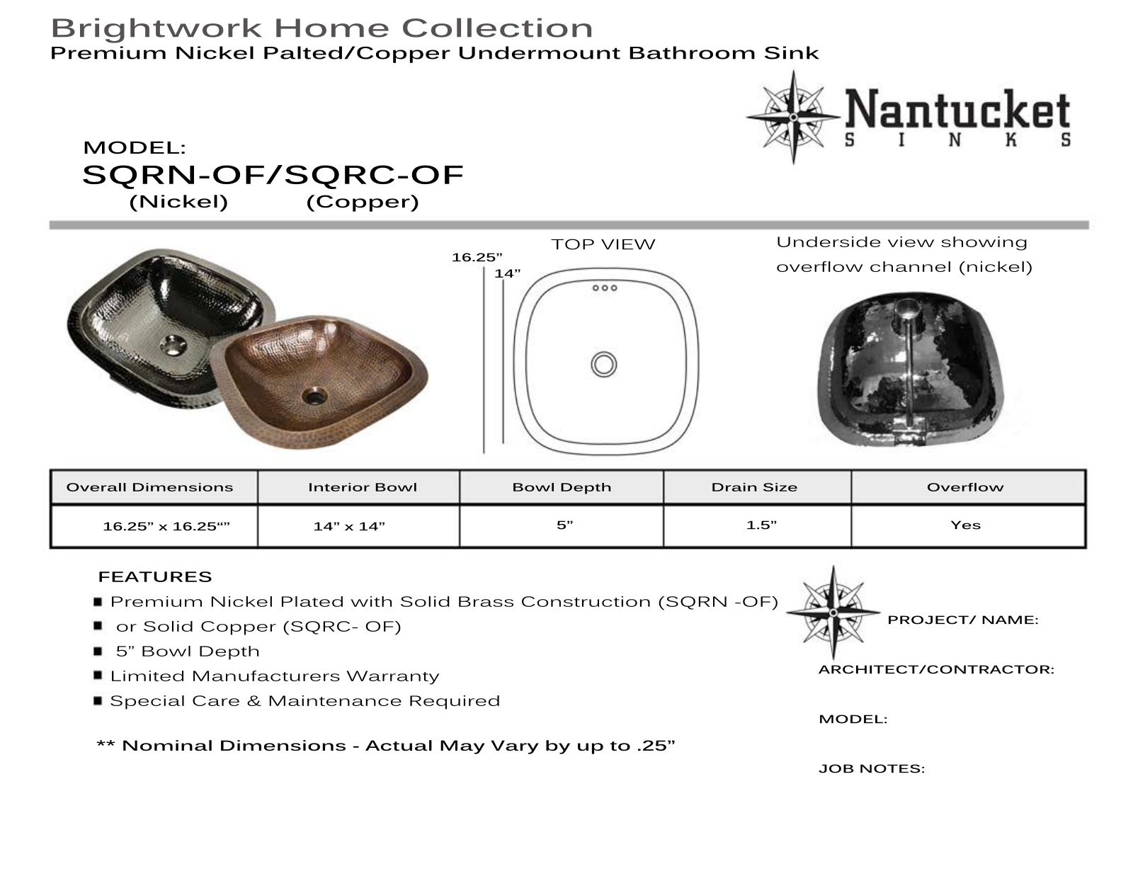 Nantucket SQRNOF User Manual