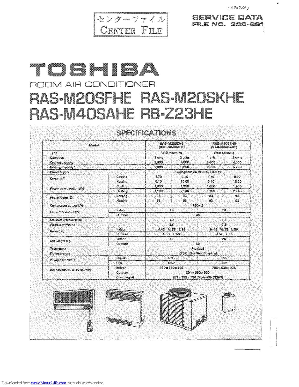 Toshiba RAS-M20SFHE, RAS-M20SKHE, RAS-M40SAHE, RB-Z23HE Service Data