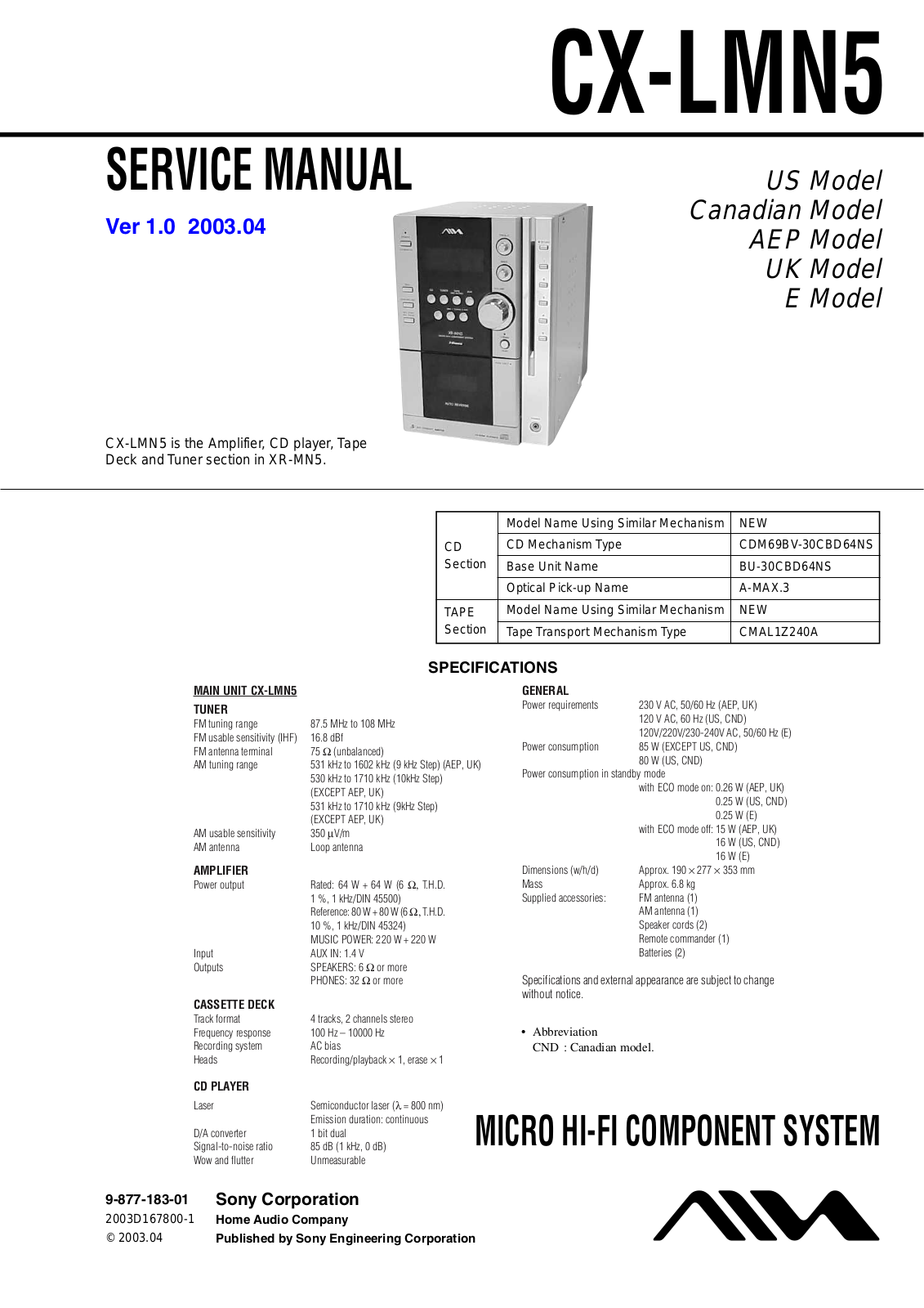 Aiwa CXLMN-5 Service manual