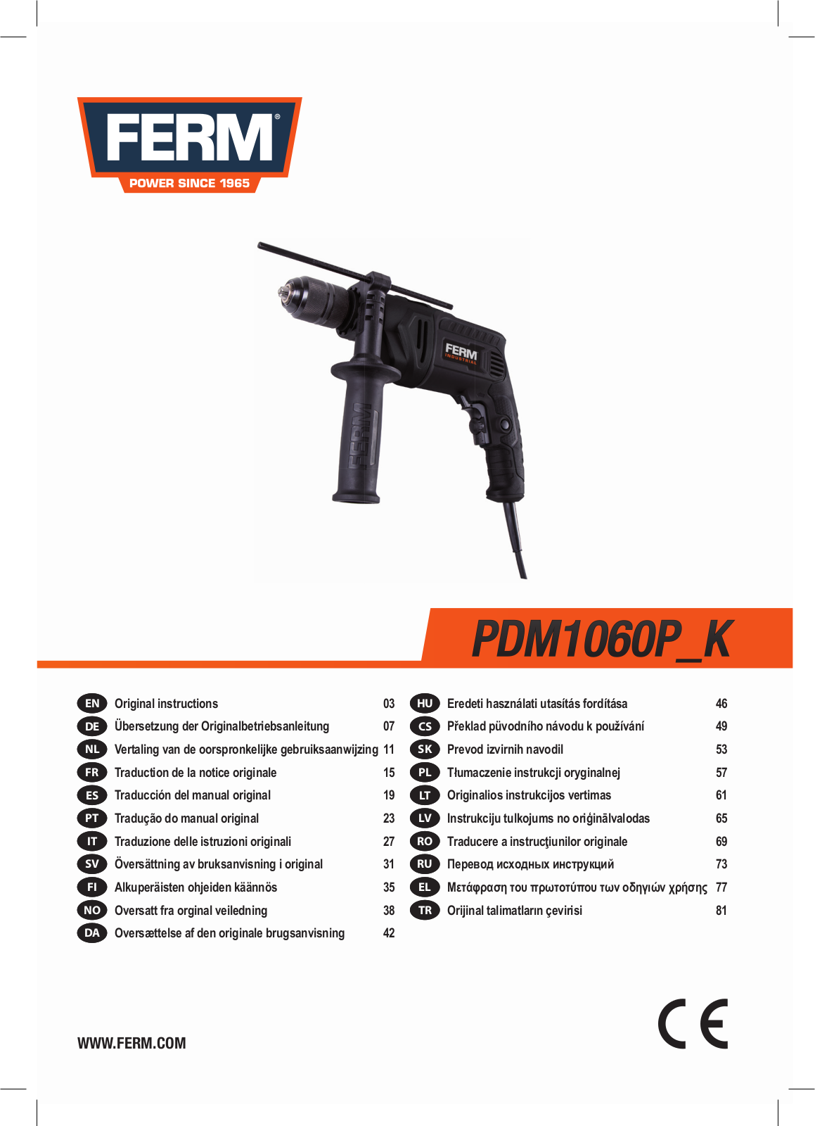 FERM PDM1060P-K User Manual