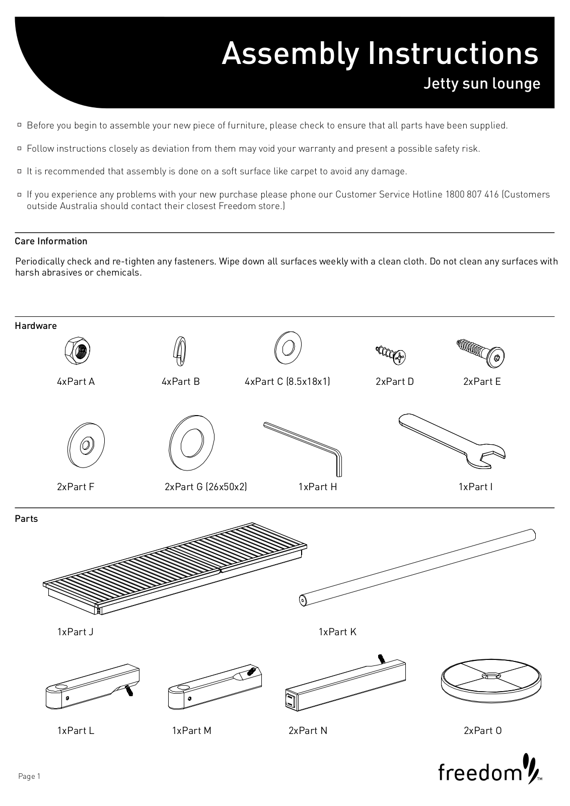 Freedom Jetty Sun Lounge Assembly Instruction