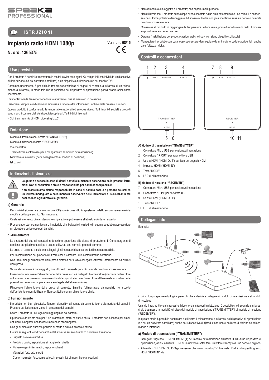 SpeaKa Professional 1365375 Instructions