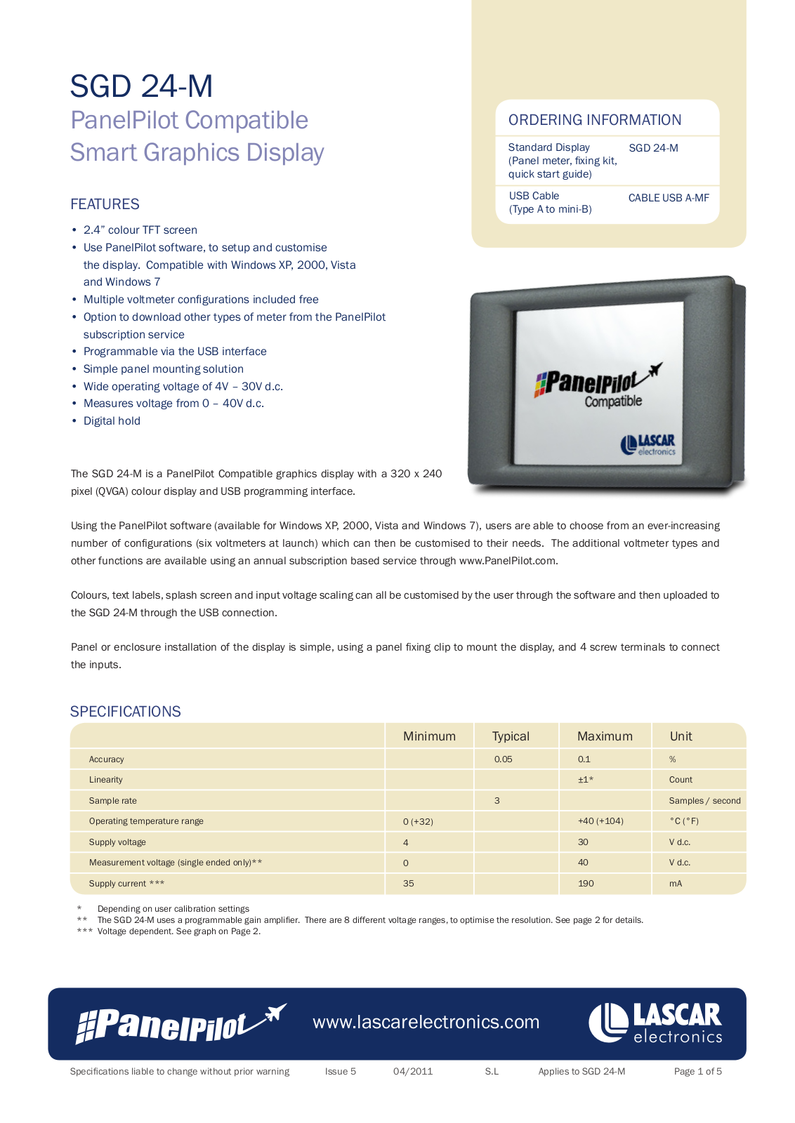 Lascar SGD 24-M Data Sheet