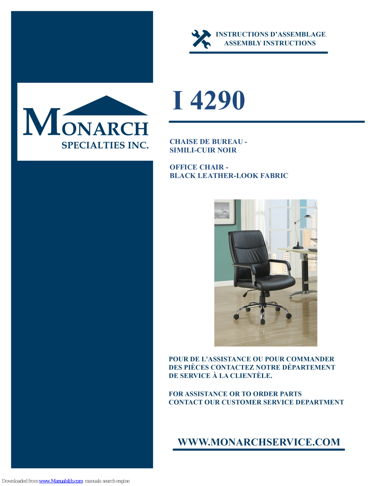 Monarch Specialties I 4290 Assembly Instructions Manual