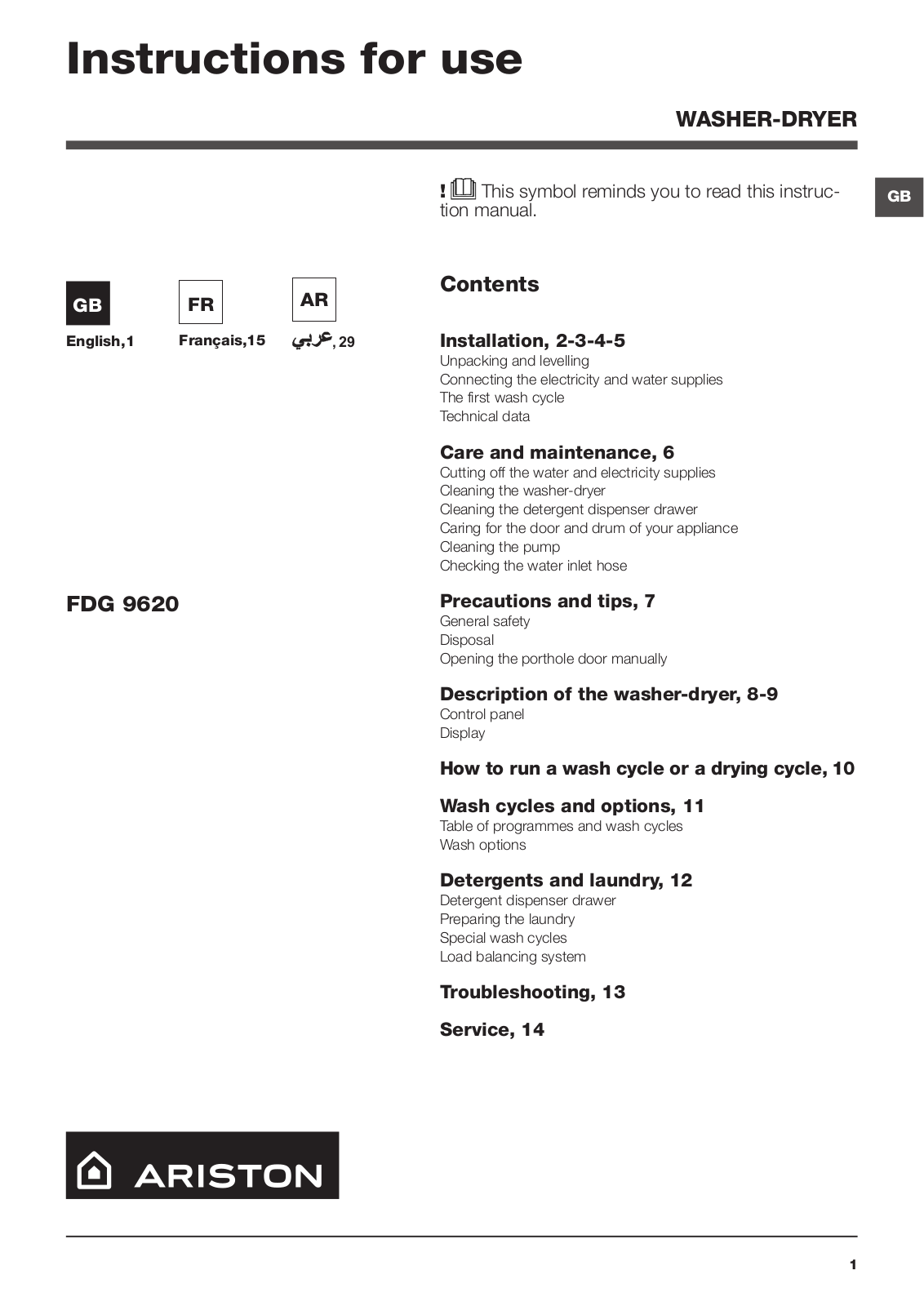 Hotpoint FDG 9620S GCC User Manual