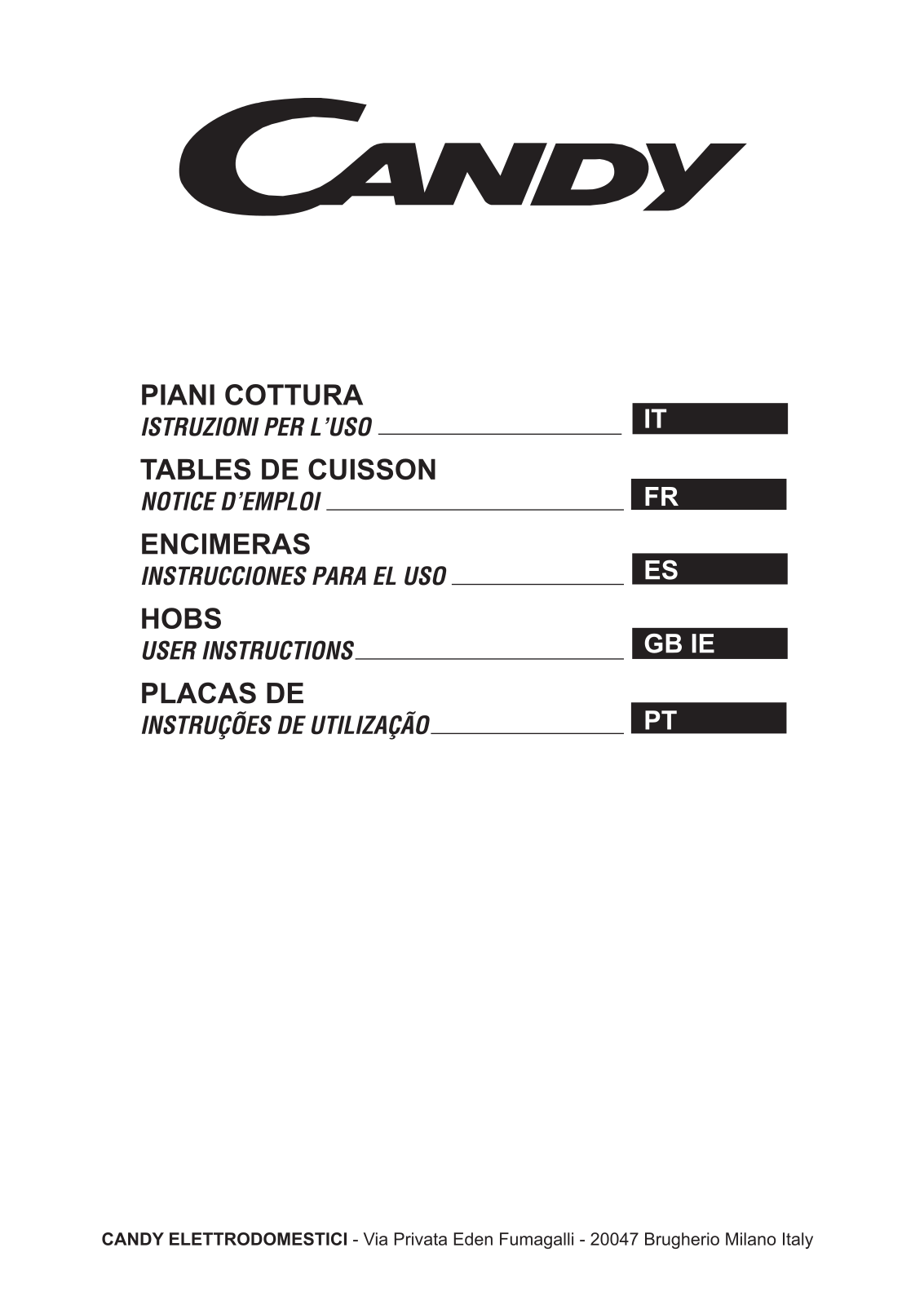 Candy PGC750SQXX User Manual