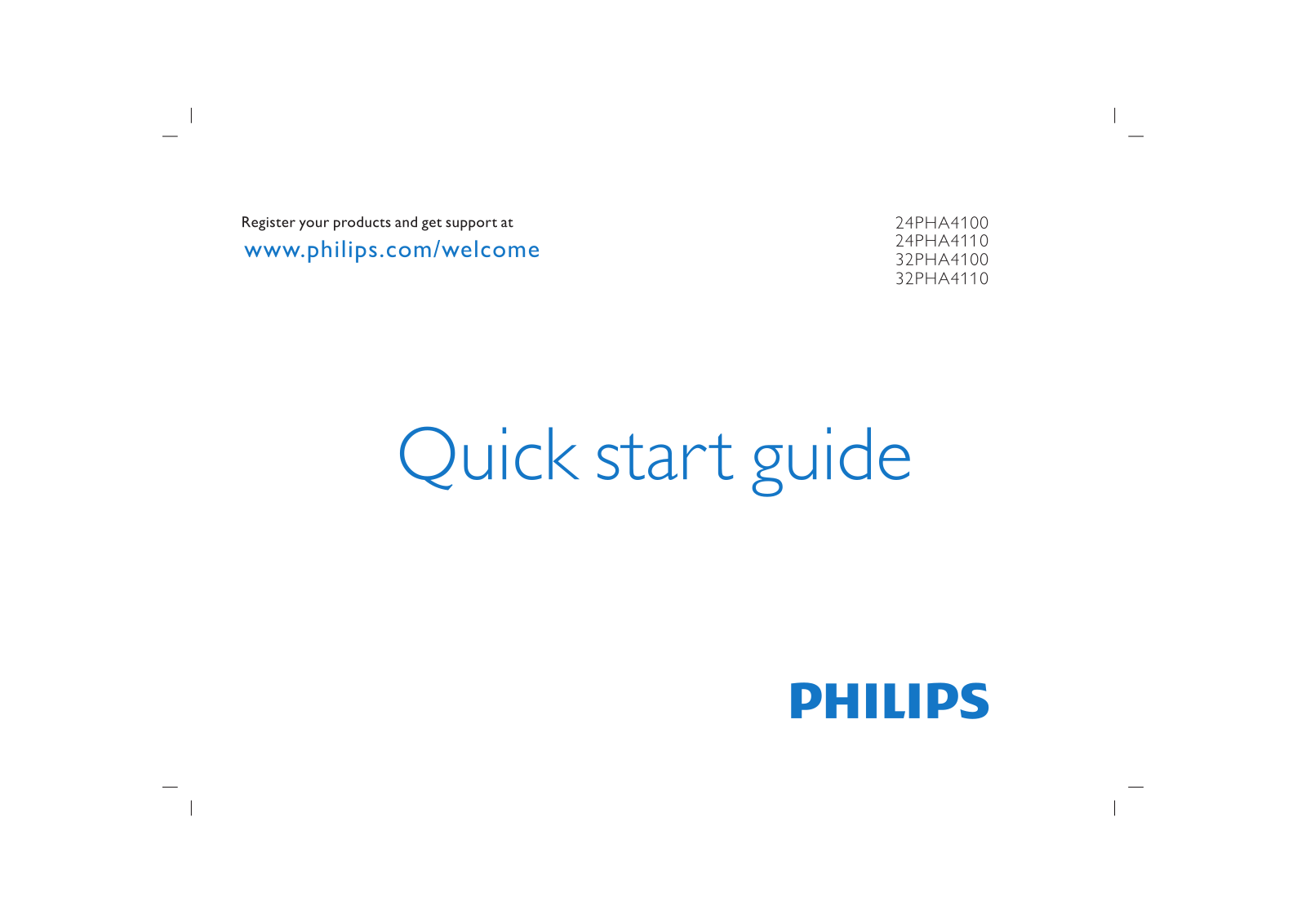 Philips 24PHA4100S/70, 32PHA4100S/98, 32PHA4110S/98 Quick Start Guide