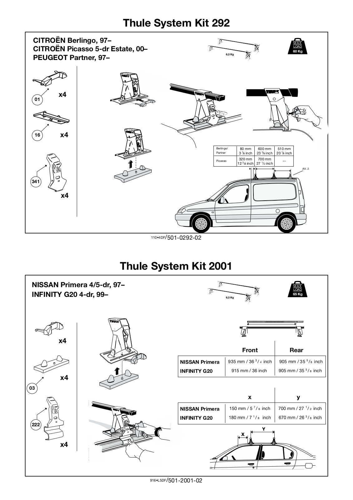 Thule 2001, 292 User Manual