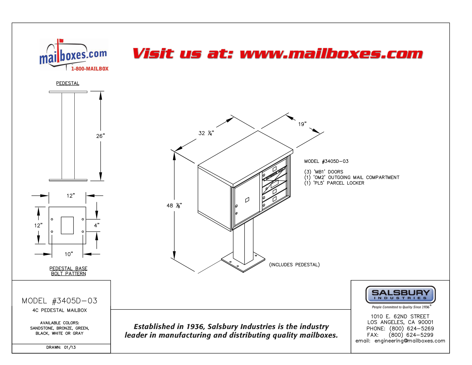 Salsbury Industries 3405D03WHT User Manual