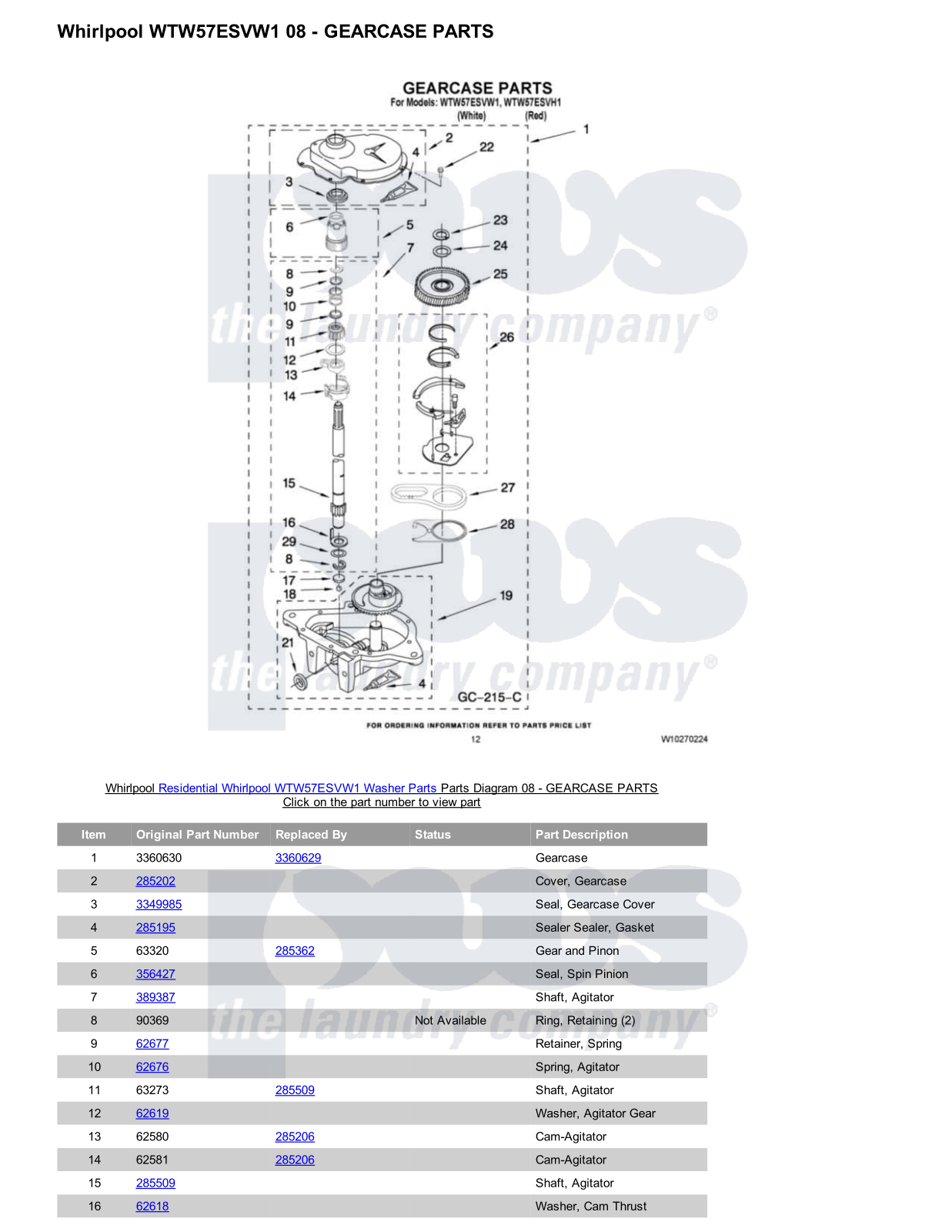 Whirlpool WTW57ESVW1 Parts Diagram