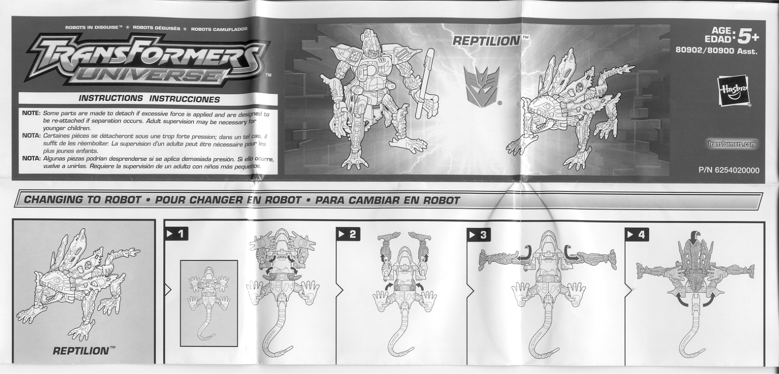 HASBRO Transformers Universe Reptilion User Manual