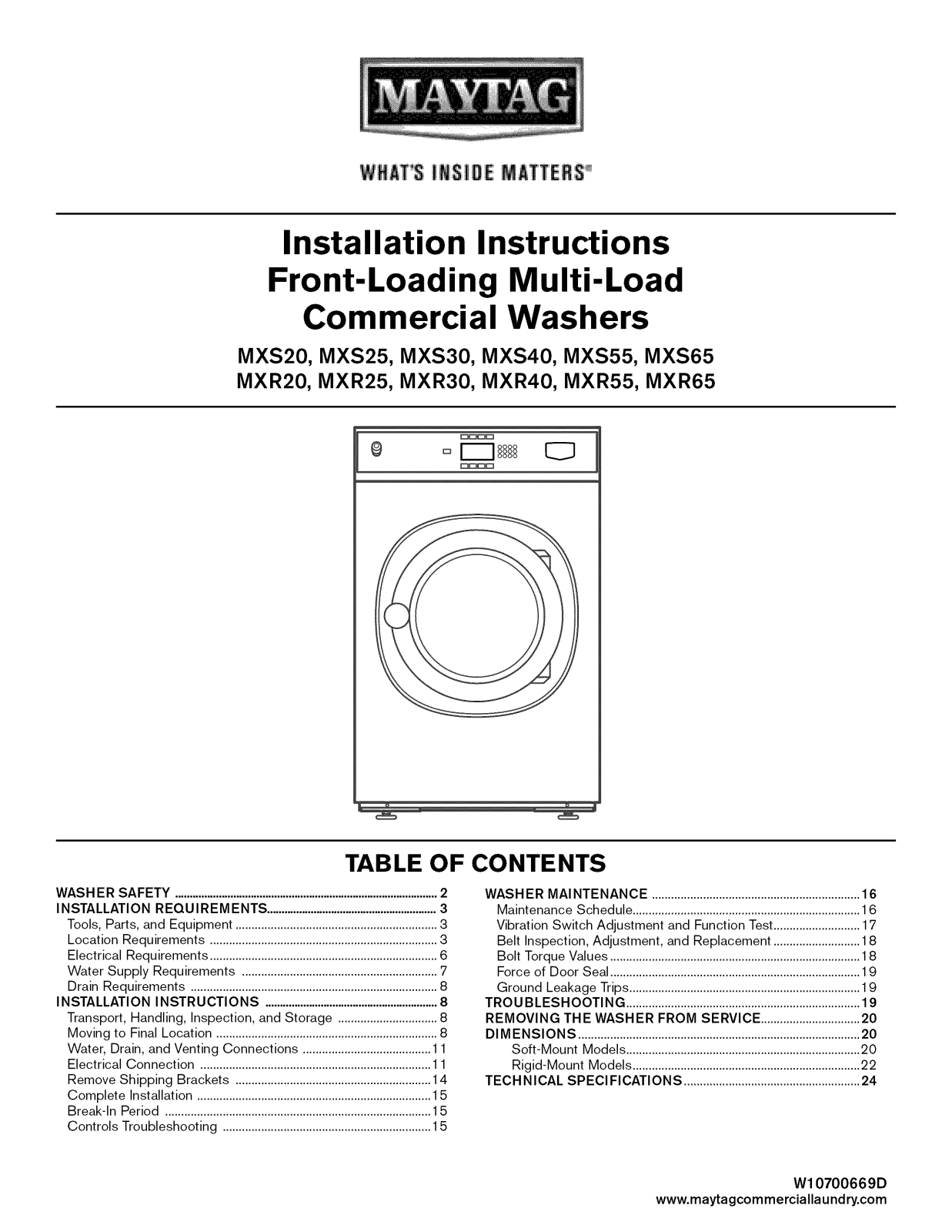 Maytag MXS40PNATS, MXS55PDATS, MXS55PNATS, MXS65PDATS, MXR55PNATS Installation Guide