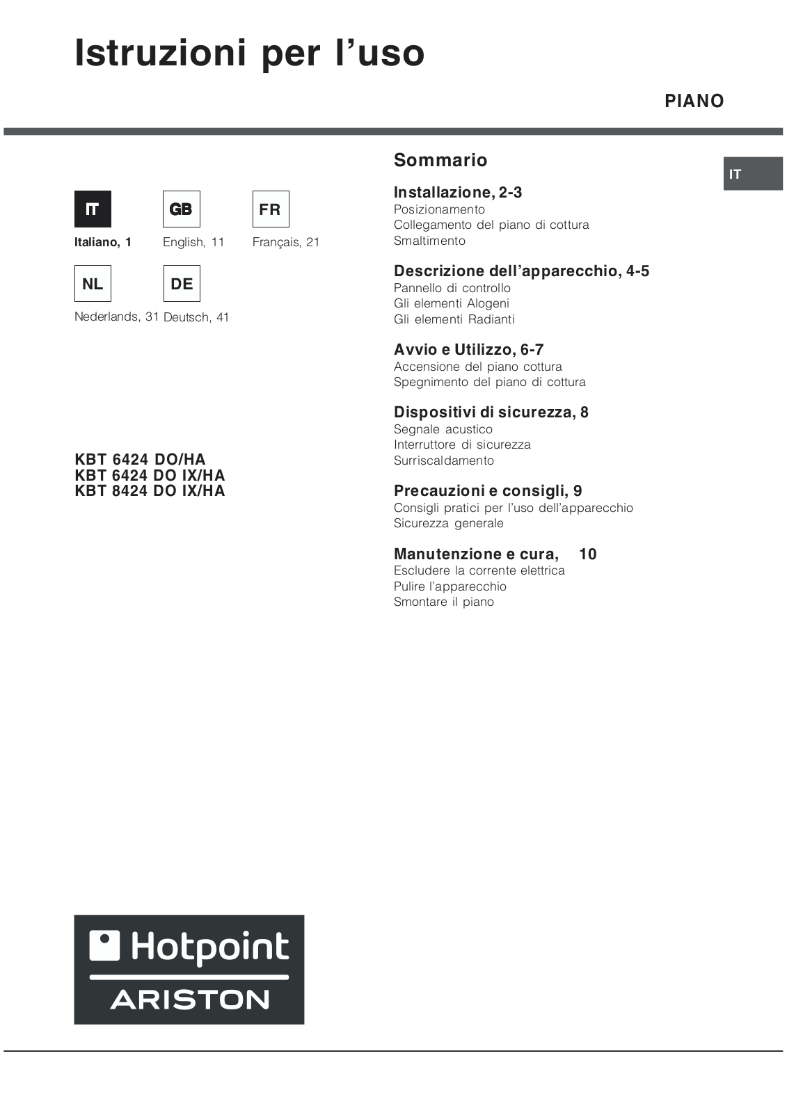 Hotpoint KBT 6424 DO IX/HA User Manual