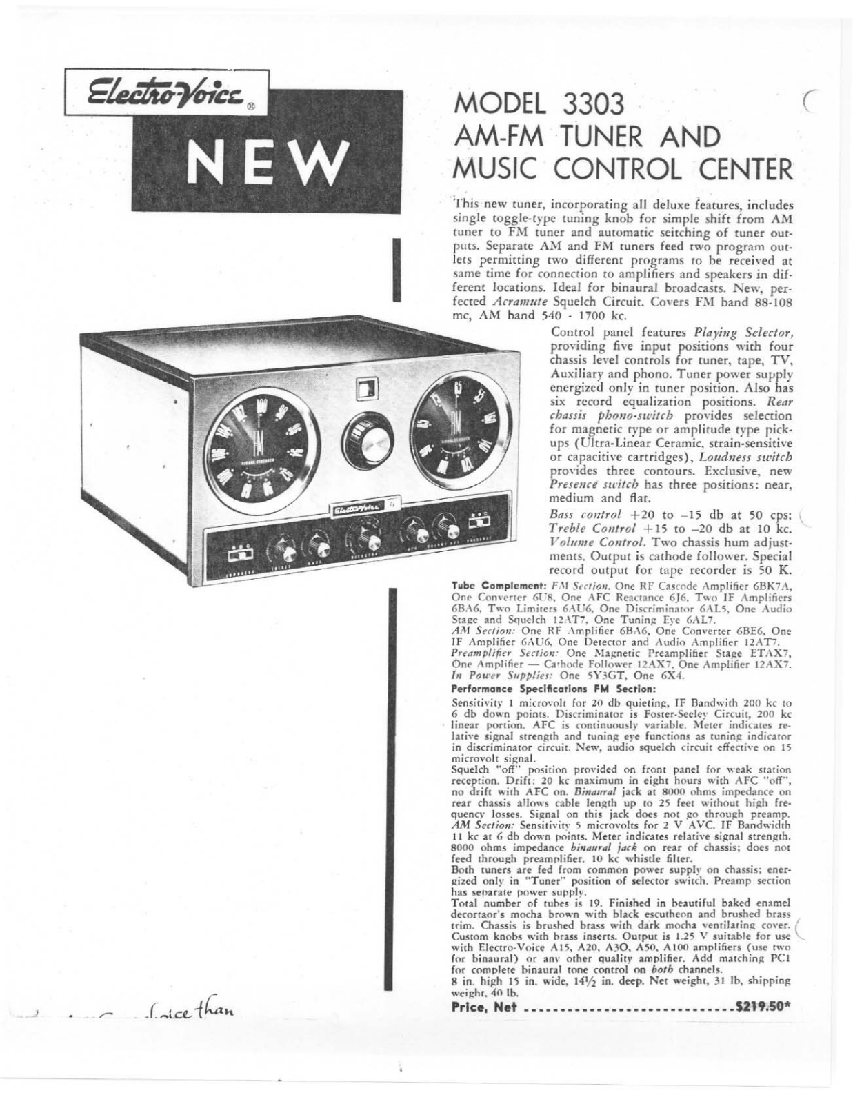 Electro-voice 3304, 3303 DATASHEET