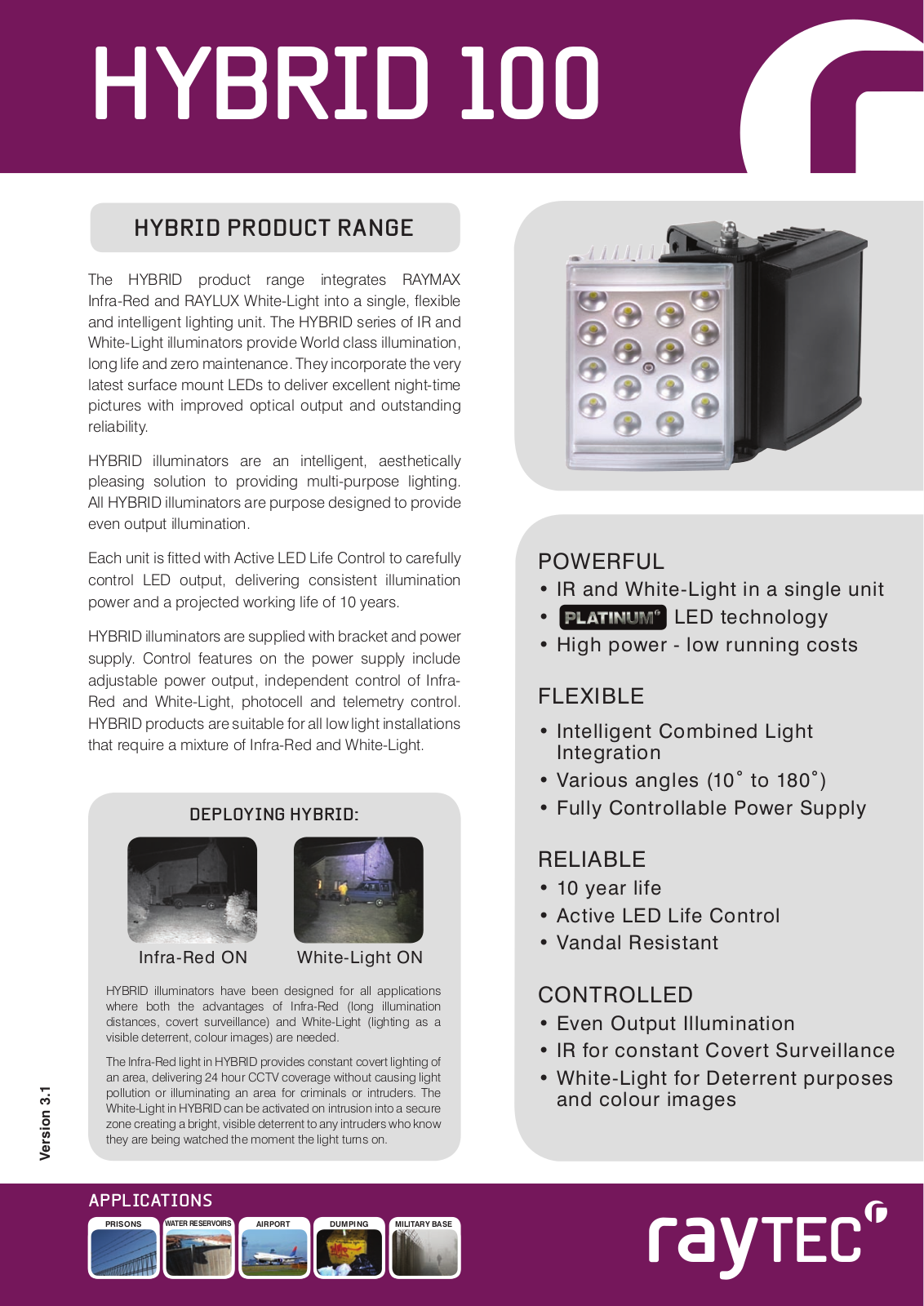 Raytec HY100-120 Specsheet