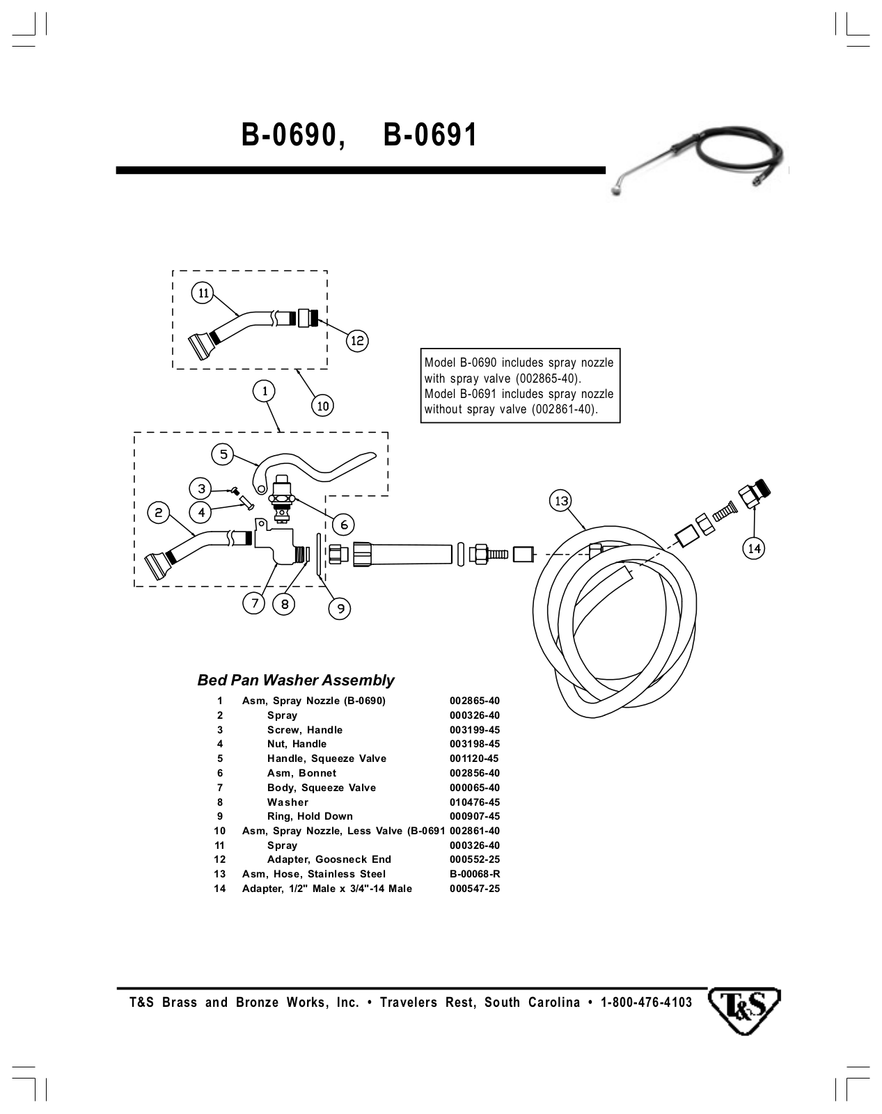 T & S Brass & Bronze Works B-0690 Part Manual