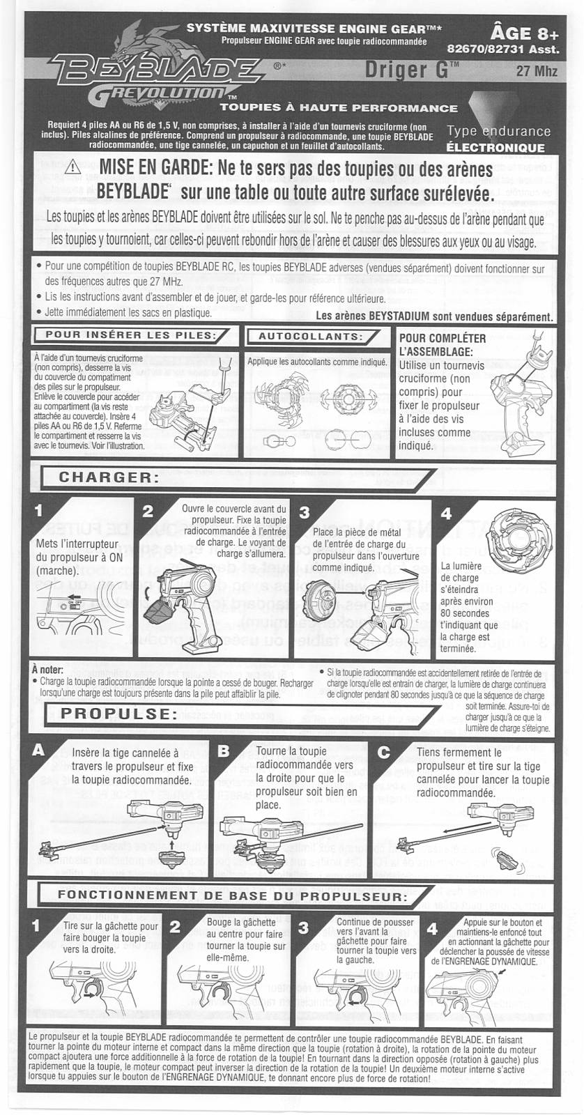 HASBRO Beyblade Grevolution Driger G 27 mhz User Manual