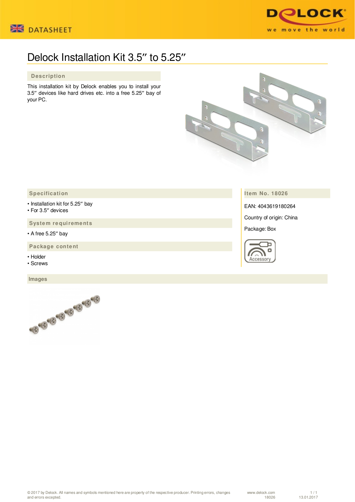 DeLOCK 3.5  mounting frame User Manual