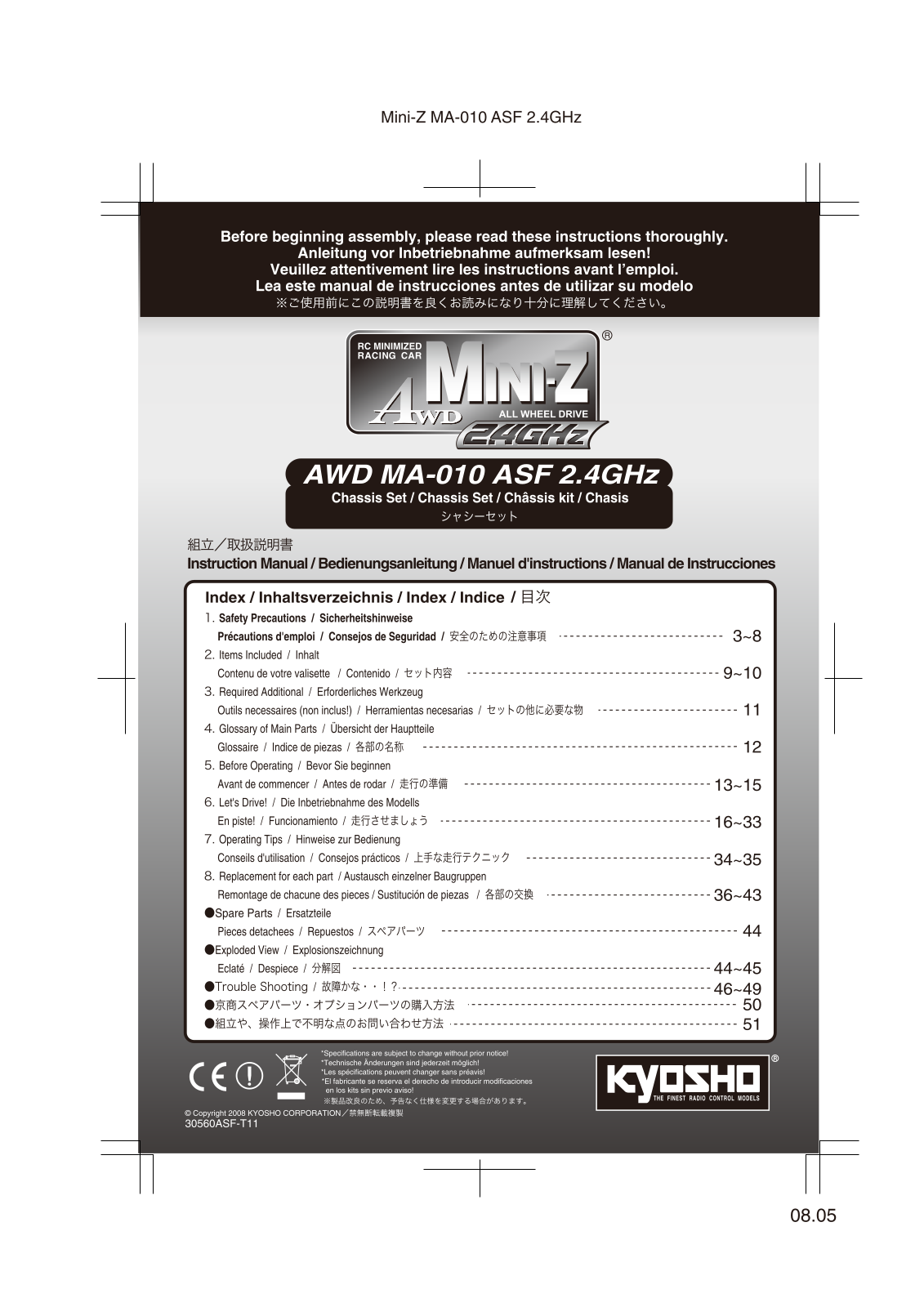 KYOSHO MINI-Z AWD MA-010  ASF 2.4GHz User Manual