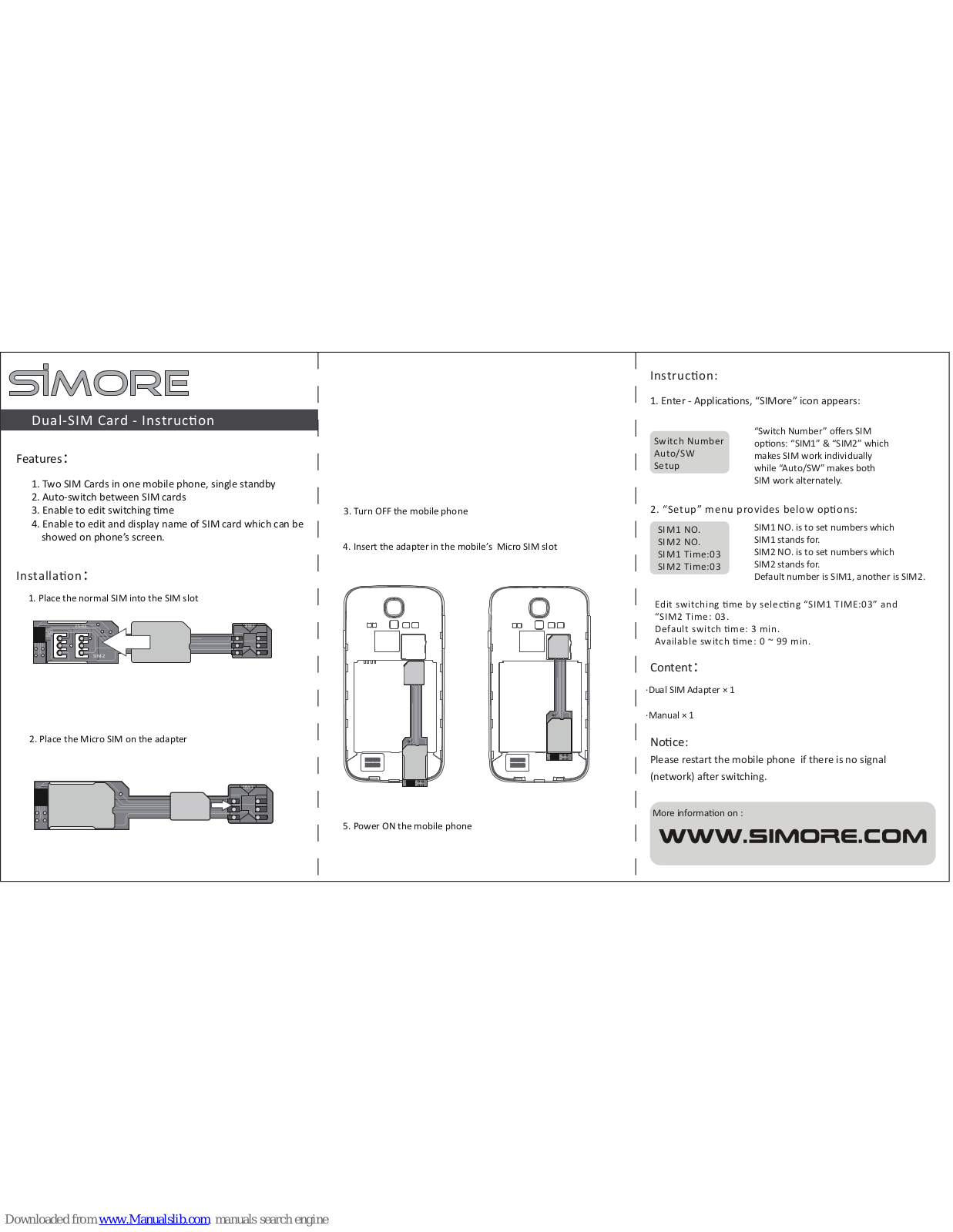 SIMORE Dual-SIM Card Instruction