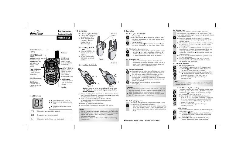 Binatone LATITUDE 100 User Manual