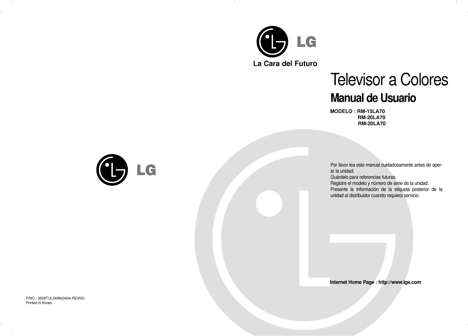 Lg RM-15LA70, RM-20LA71 User Manual