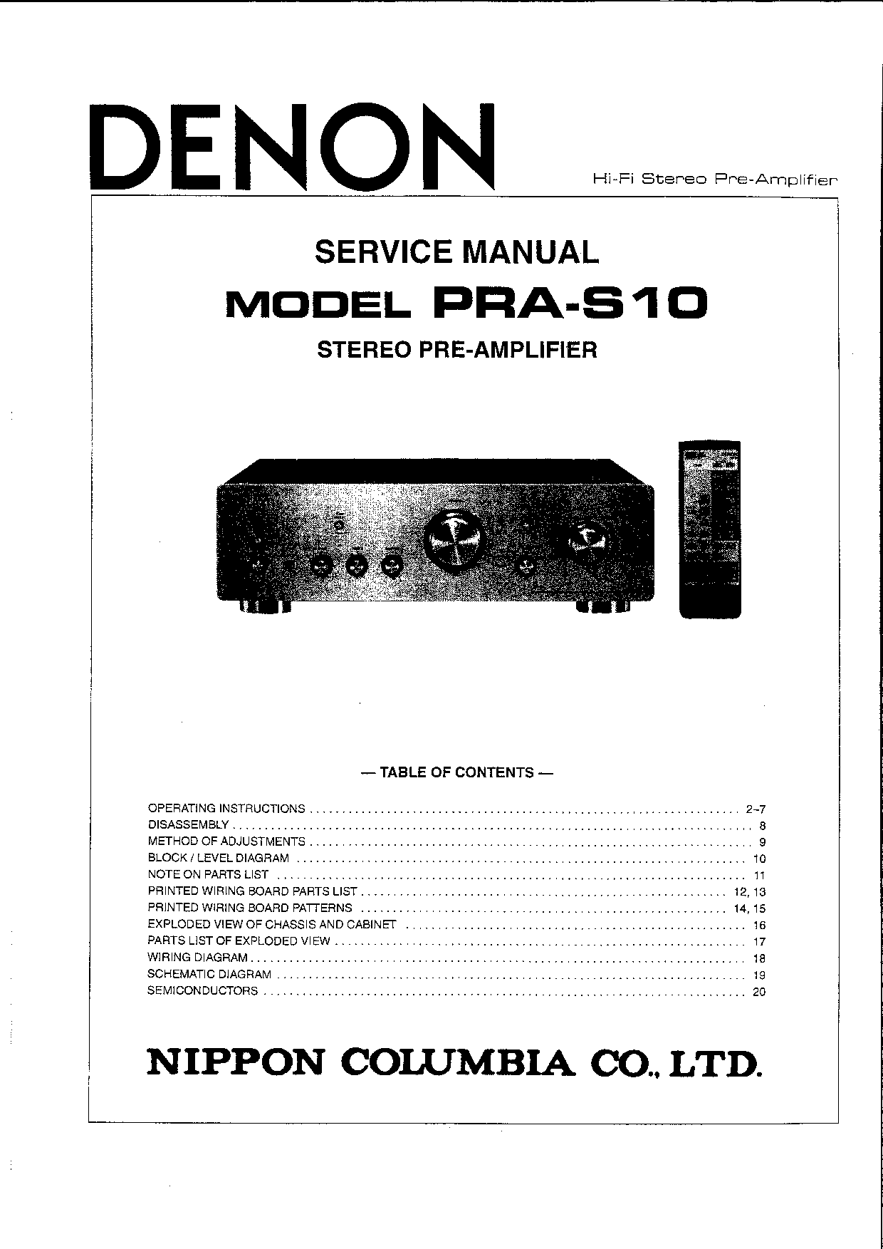 Denon PRA-S10 Service Manual