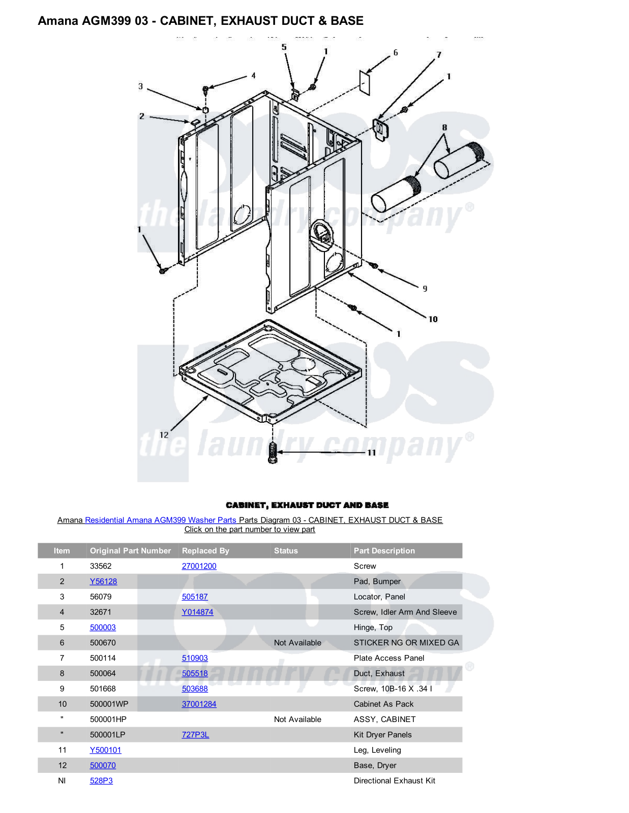 Amana AGM399 Parts Diagram