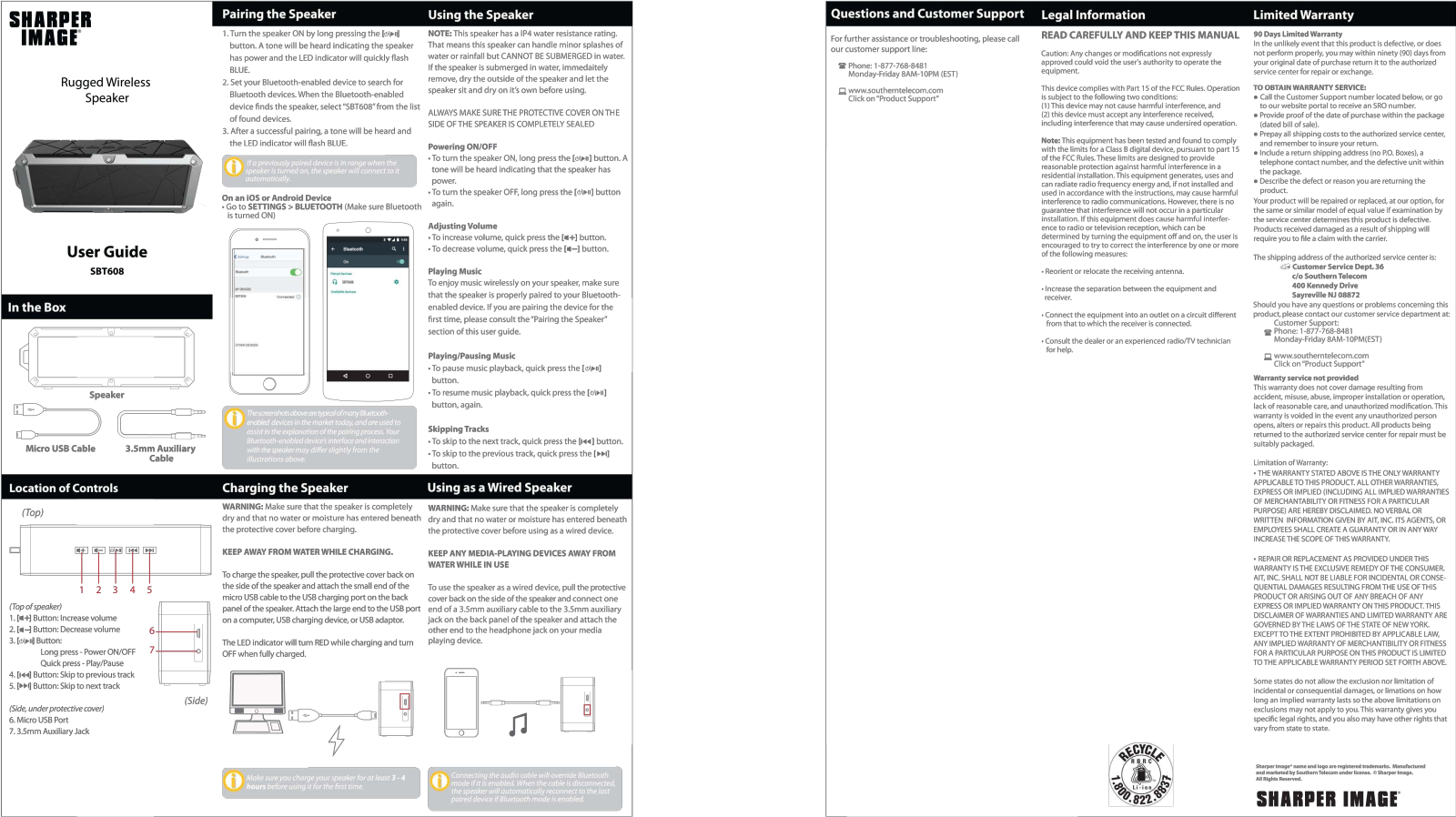 Sharper image SBT608 User Manual