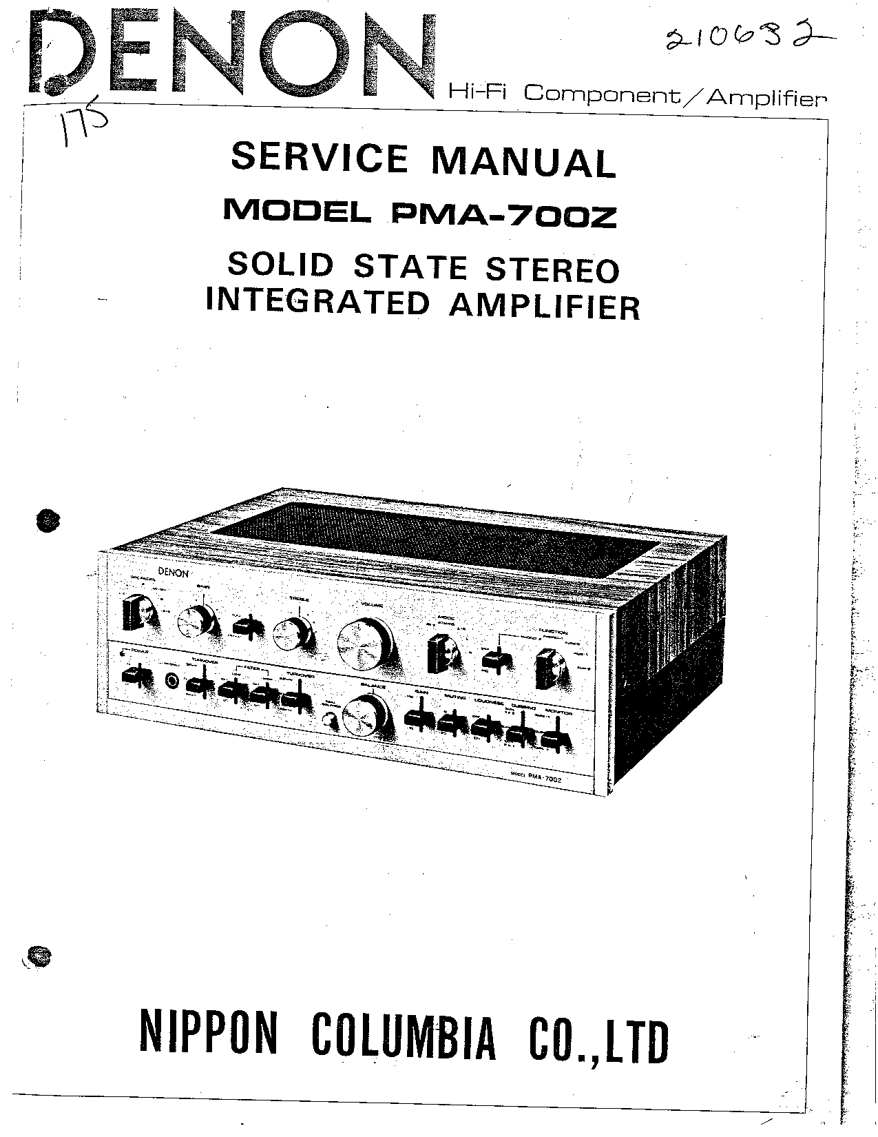 Denon PMA-700Z Service Manual
