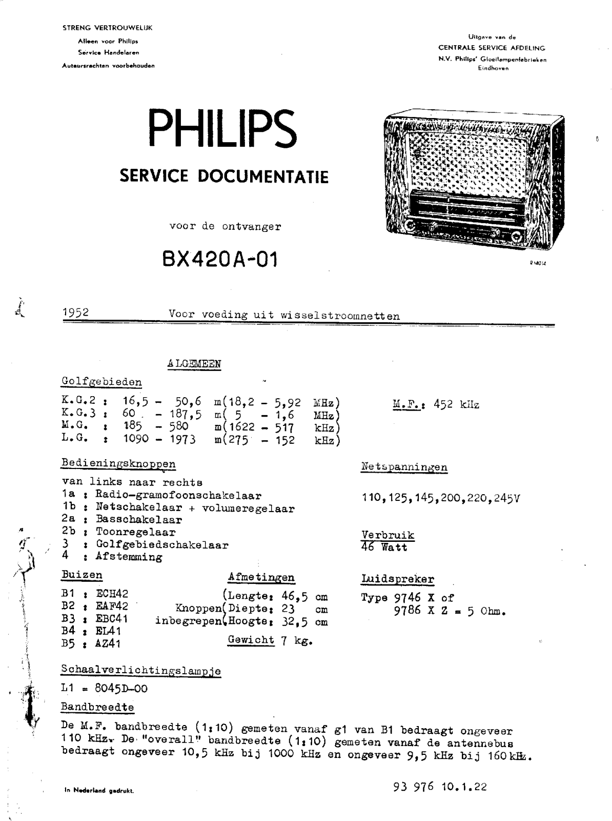 Philips BX420A Schematic