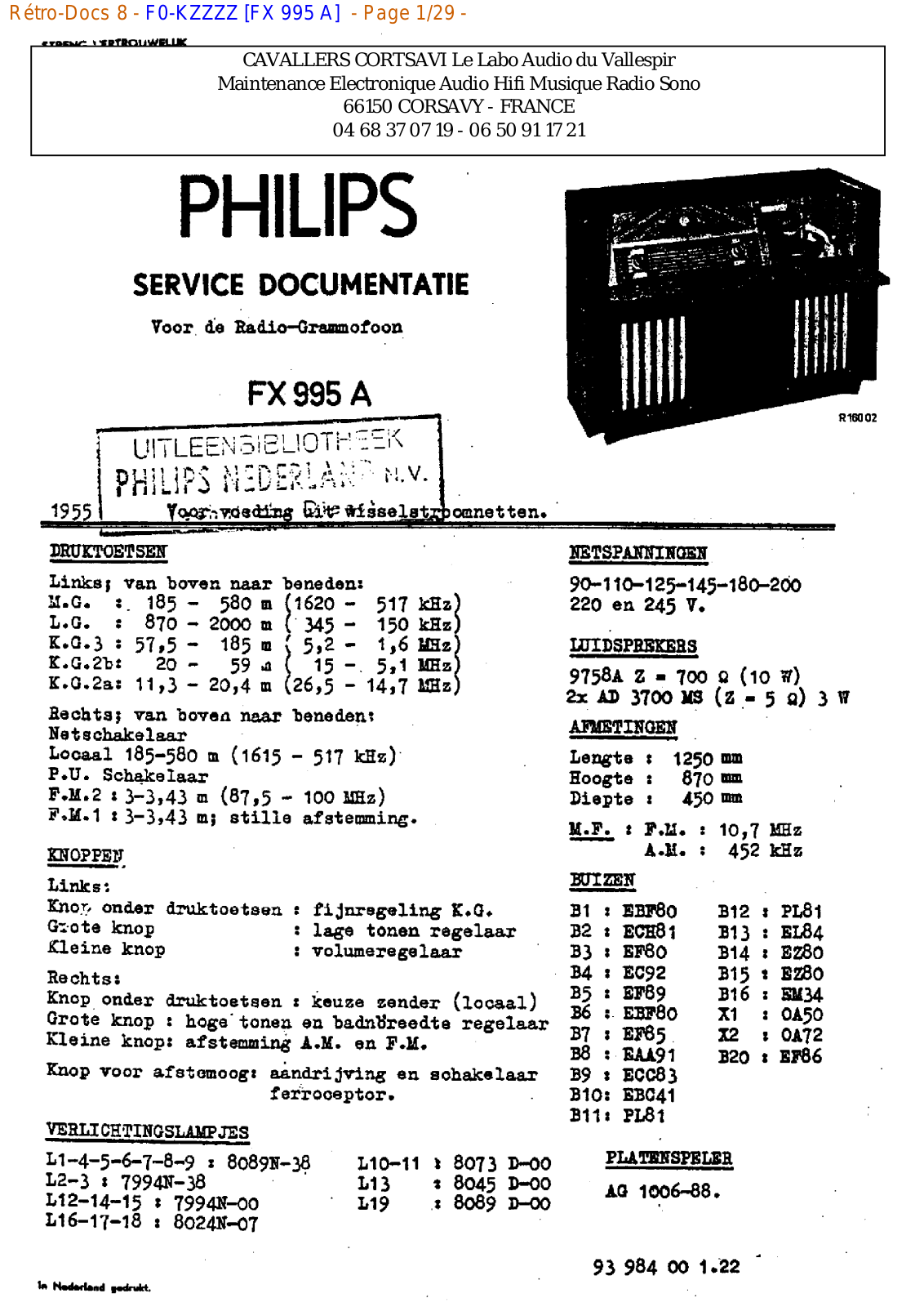 Philips fx 995 a Datasheet - ManualMachine.com