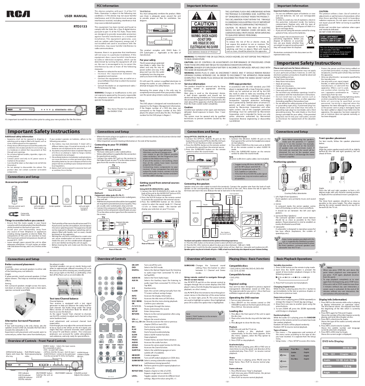 RCA 1RTD3133 User Manual