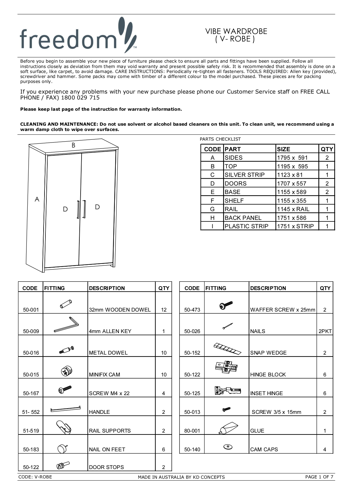 Freedom Vibe Robe Assembly Instruction