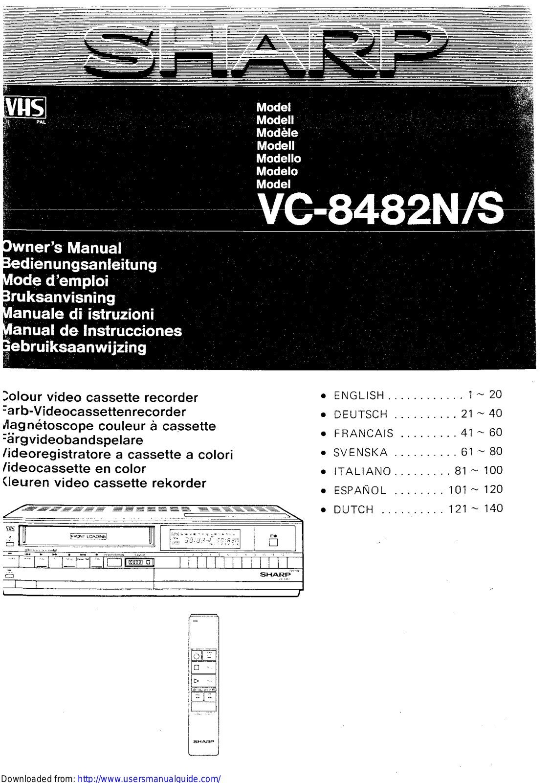 SHARP VC-8482N/S User Manual