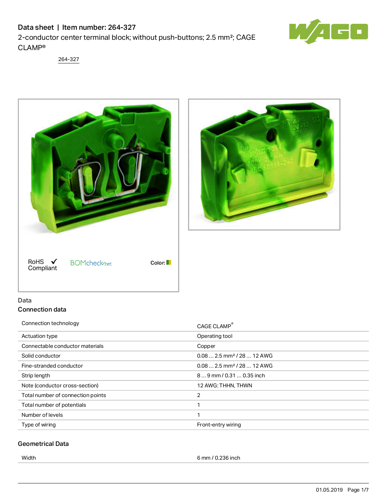 Wago 264-327 Data Sheet