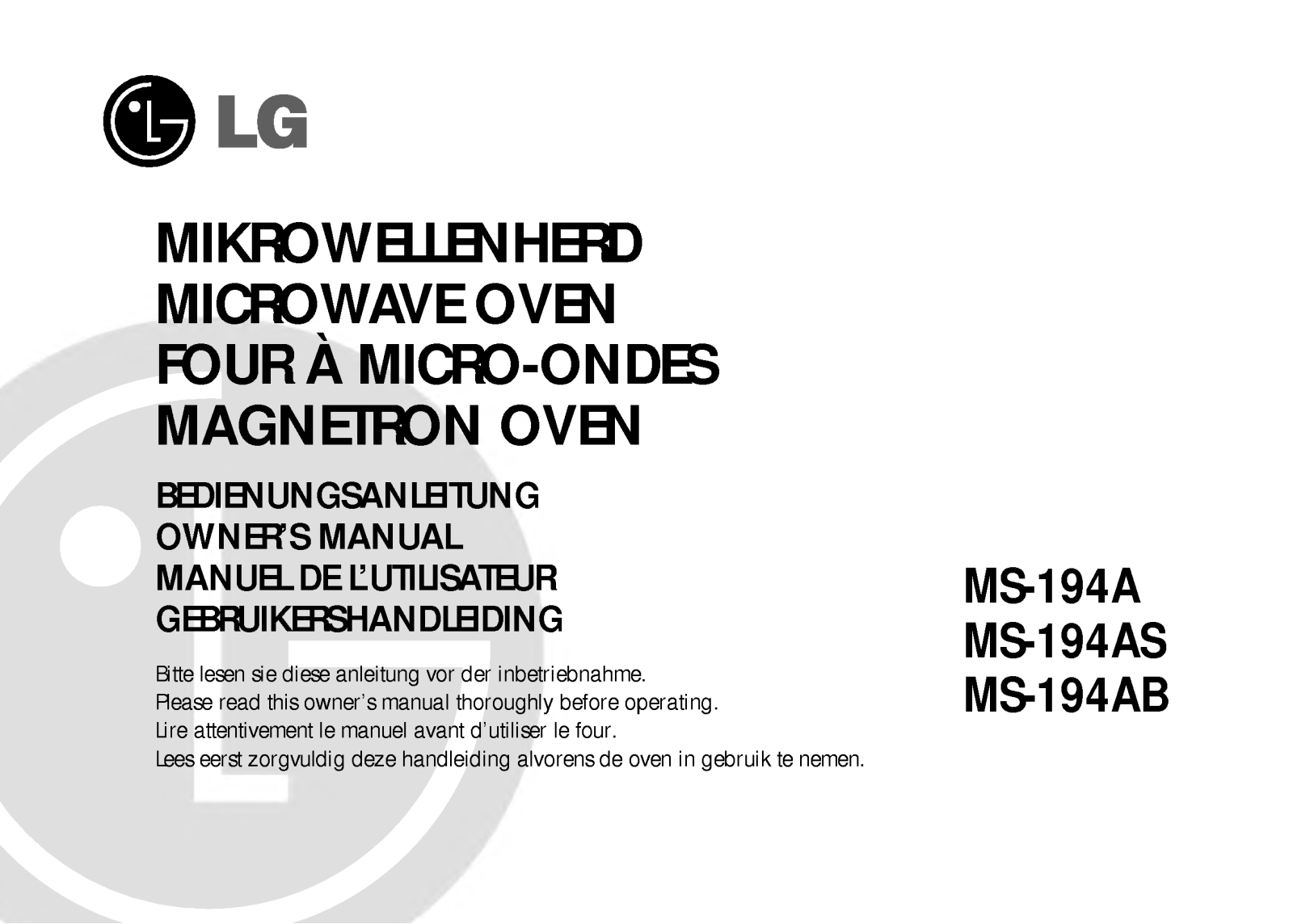 Lg MS-194A, MS-194AB, MS-194AS User Manual