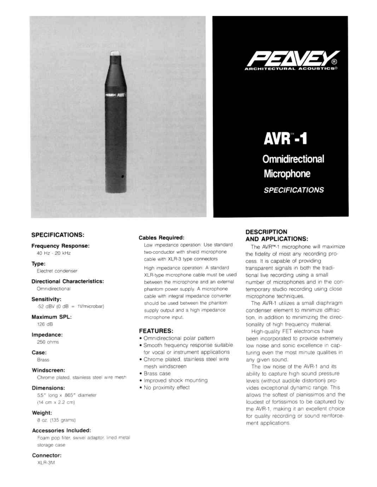 Peavey AVR-1 User Manual