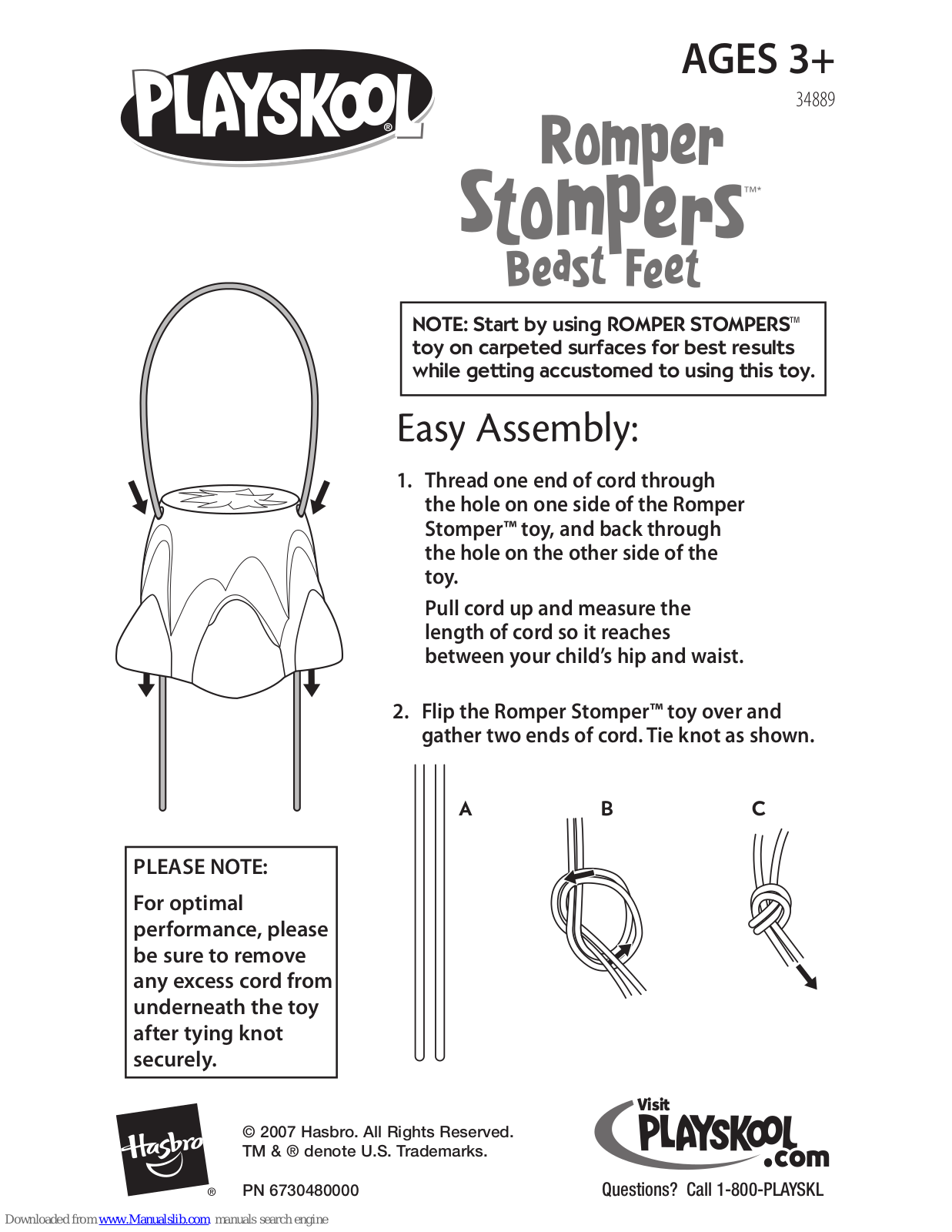 Playskool Romper Stompers Beast Feet 34889, Romper Stompers Beast Feet, 34889 Instruction Manual - ManualMachine.com