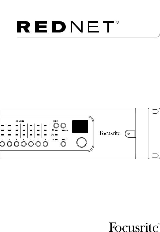 Focusrite Pro RedNet PCIeR Card, REDNET-D16R-MKII, REDNET-A16R-MKII User Manual
