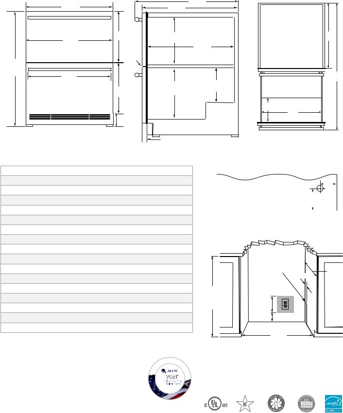 U-Line UHDR124-SS61A, UHDR124-IS61A Specification Sheet