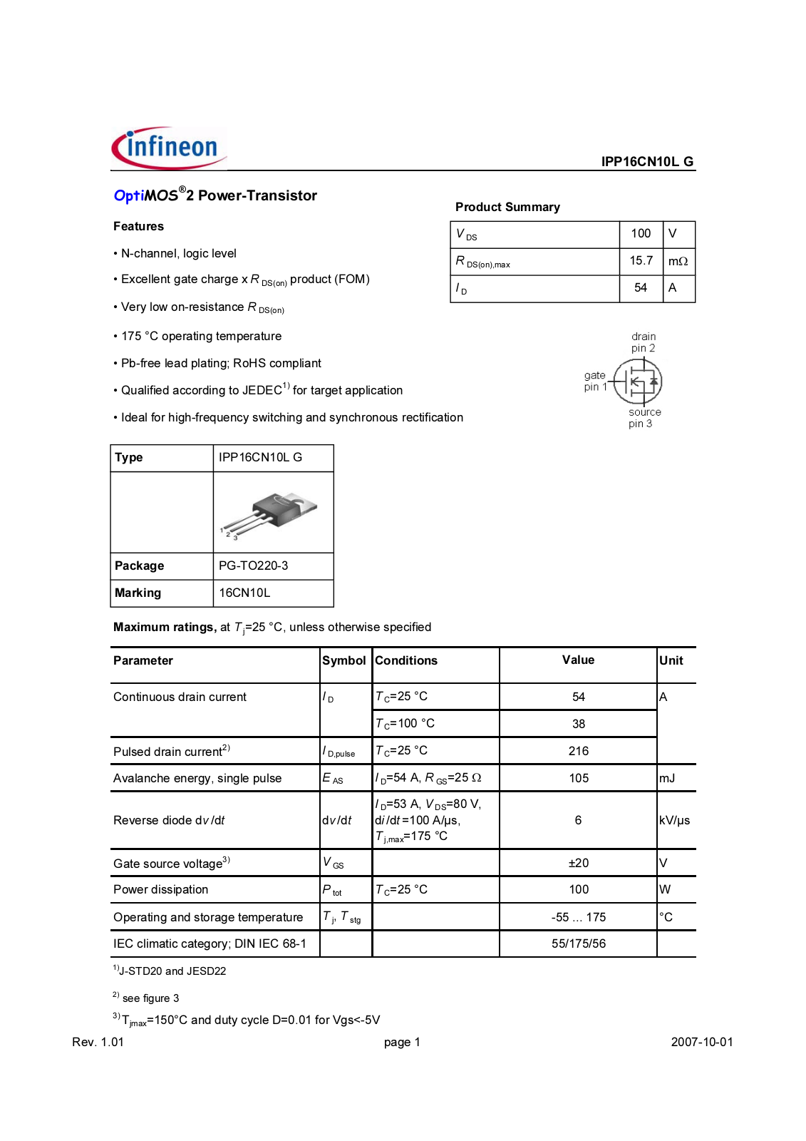 Datasheet ipp16cn10l_rev1[1].01 Datasheet - ManualMachine.com