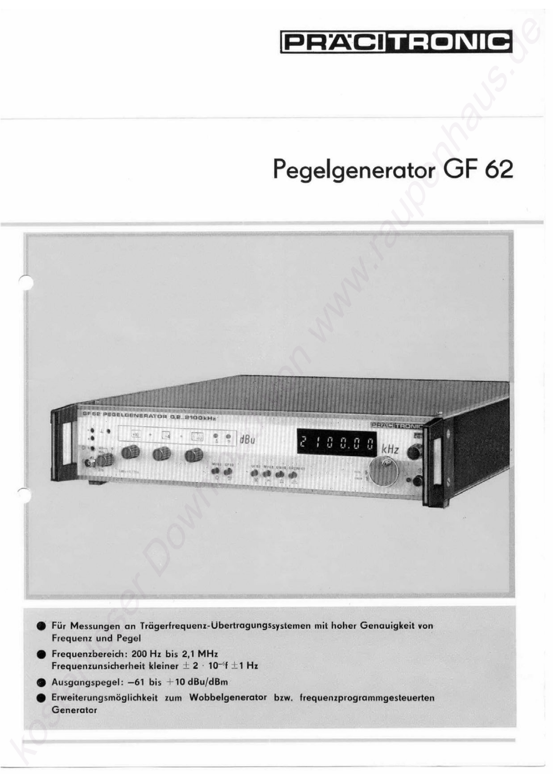 Pracitronic GF62 User Manual - ManualMachine.com